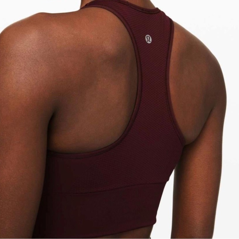 lululemon Ebb to Train High Neck Bra - Wine Red